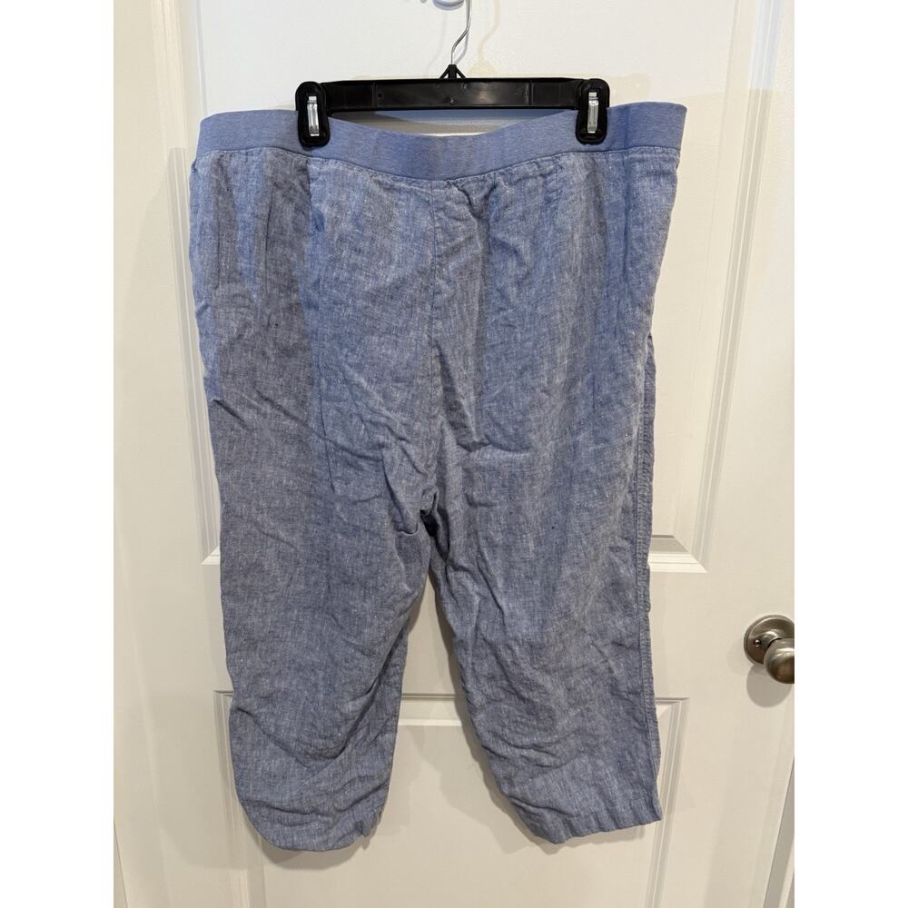 J. Jill Love Linen Light Blue Pull-on Wide Leg Cropped Pants Sz XL Pockets - Picture 2 of 6